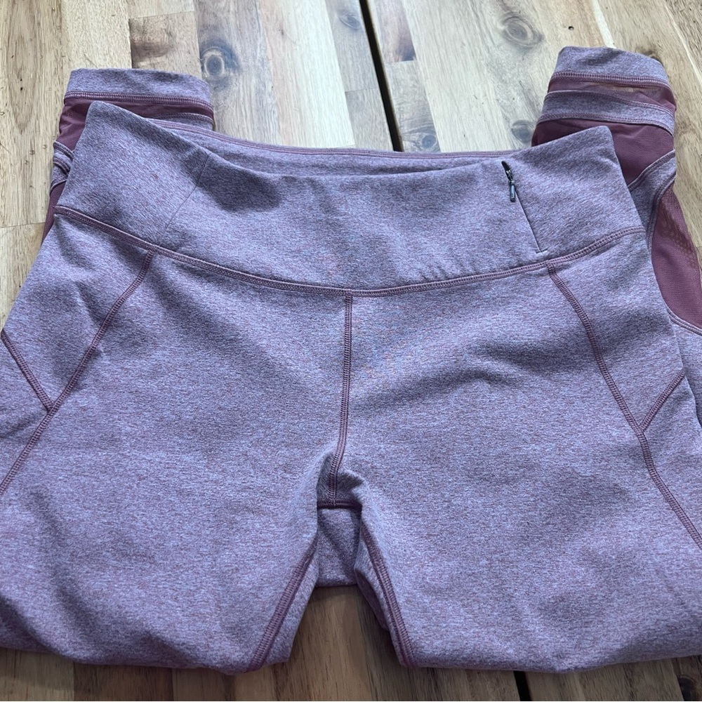 CALIA by Carrie Underwood Mesh Panel Cropped Leggings Purple Size Large